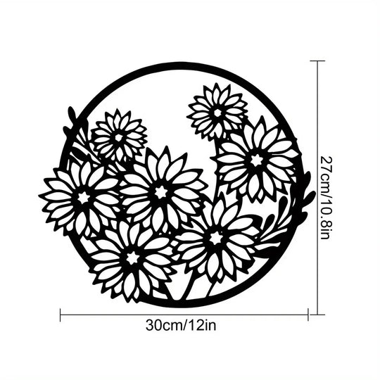 Black Metal Floral Silhouette Wall Art Decor