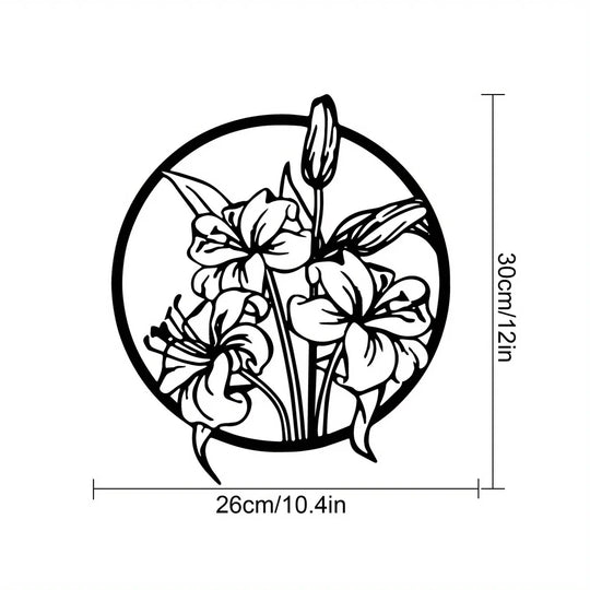 Black Metal Floral Silhouette Wall Art Decor