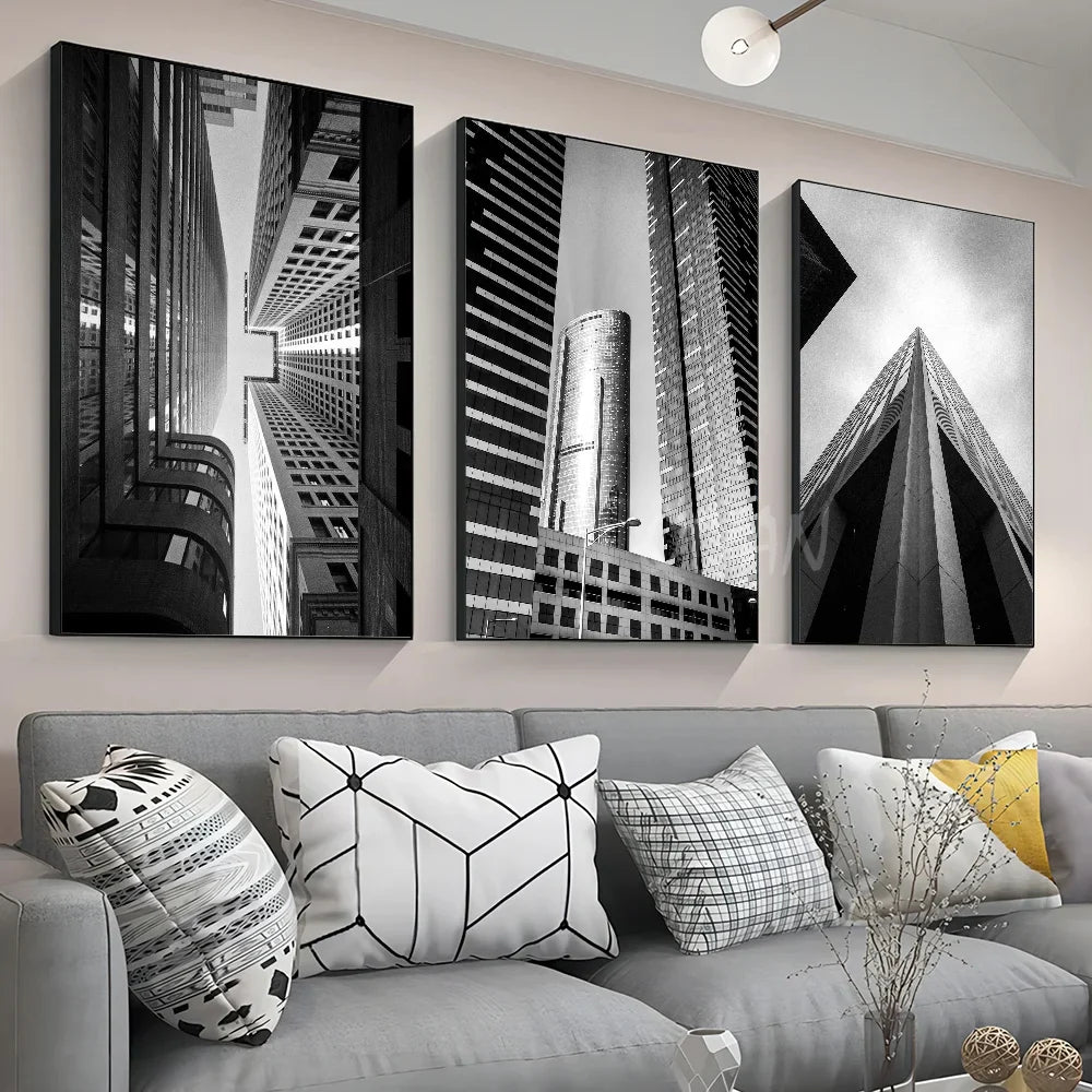 Black White Abstract Architectural Wall Art Poster