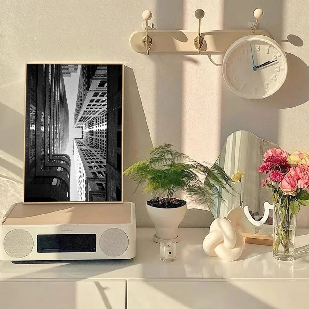 Black White Abstract Architectural Wall Art Poster