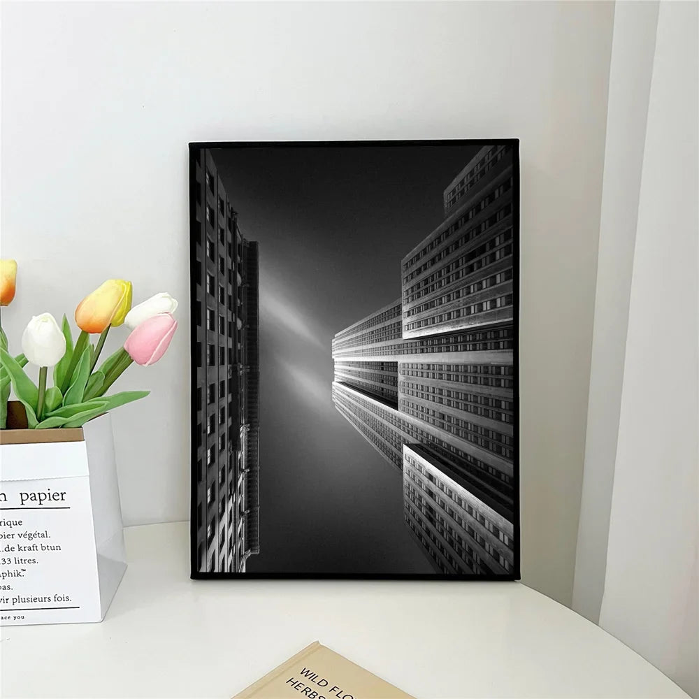 Black White Abstract Architectural Wall Art Poster