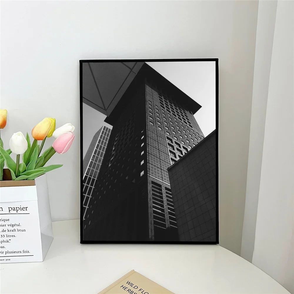 Black White Abstract Architectural Wall Art Poster