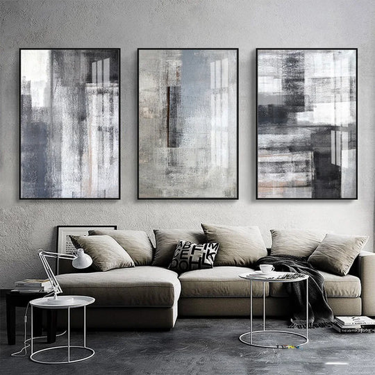 Black White Grey Urban Abstract Canvas Wall Art