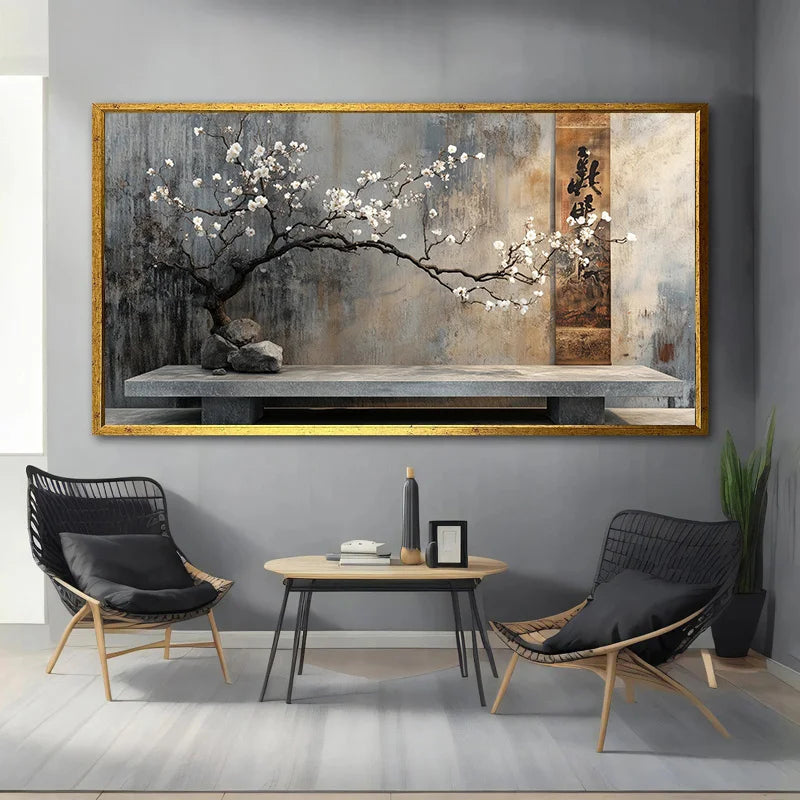Oriental Zen Blossom Tree Canvas Wall Art Print