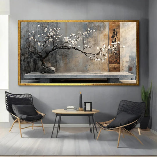 Oriental Zen Blossom Tree Canvas Wall Art Print