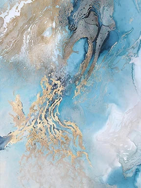 Blue Golden Abstract Marble Canvas Wall Art