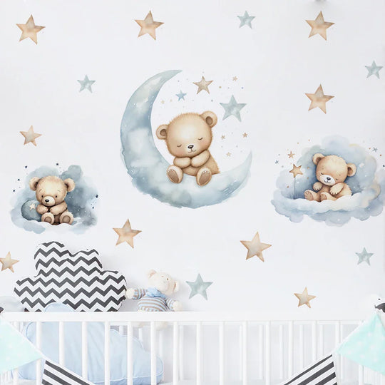 Blue Moon Teddy Bear Wall Stickers