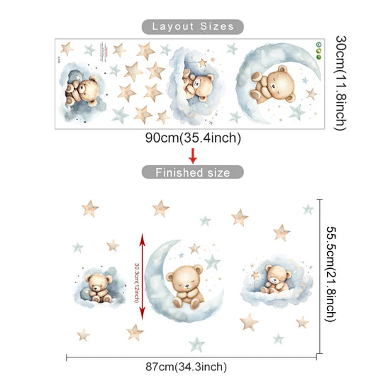 Blue Moon Teddy Bear Wall Stickers