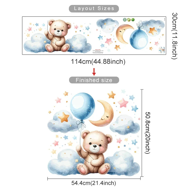 Blue Moon Teddy Bear Wall Stickers