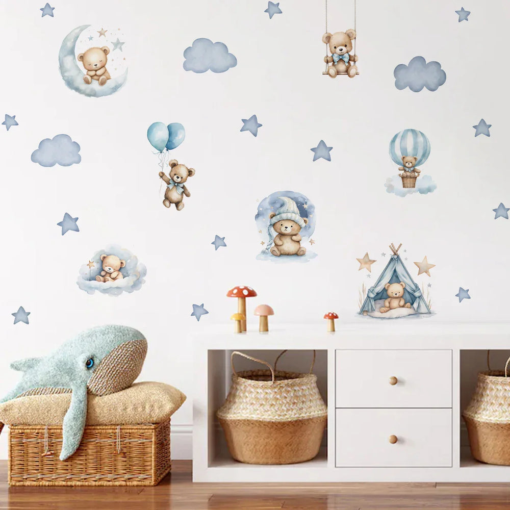 Blue Moon Teddy Bear Wall Stickers