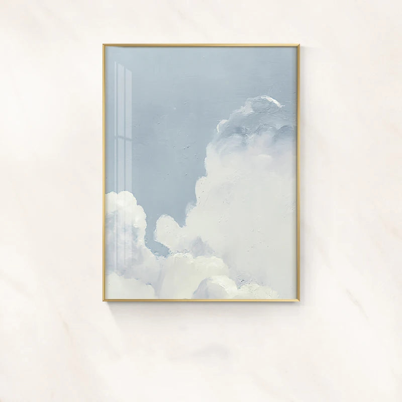 Blue Sky Clouds Abstract Canvas Wall Art Print