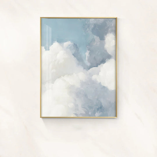 Blue Sky Clouds Abstract Canvas Wall Art Print