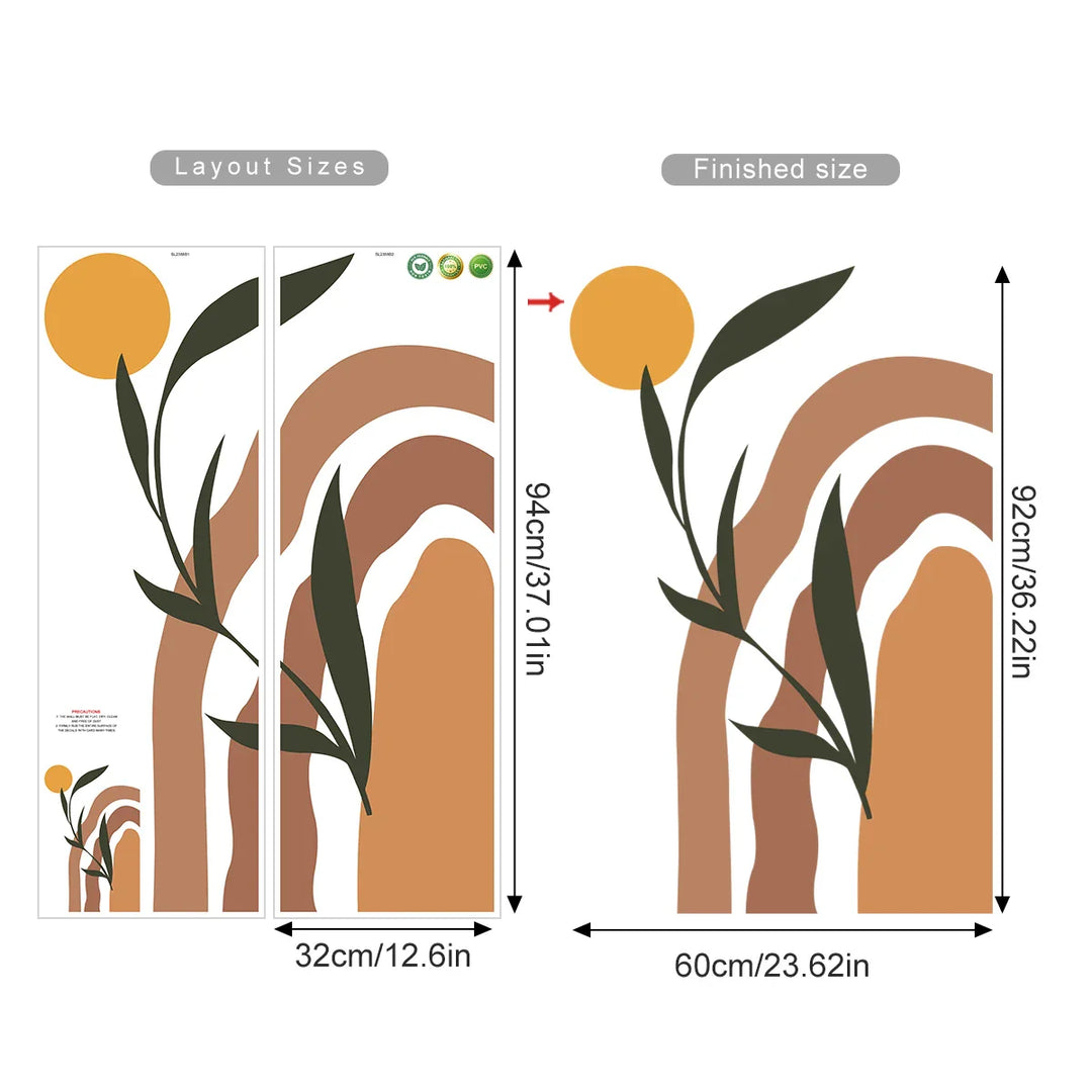 Boho Abstract Sun Arch Wall Mural For Home Decor