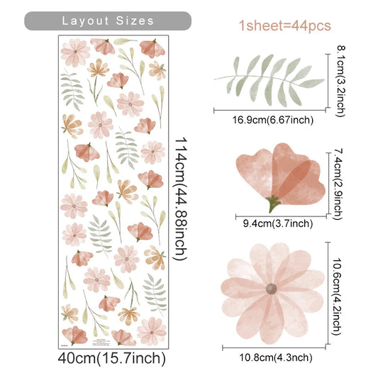 Boho Bloom Watercolor Flower Wall Decals