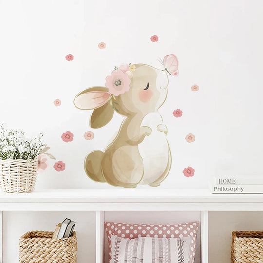 Boho Bunny Botanical Wall Stickers