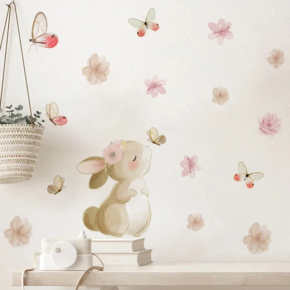 Boho Bunny Botanical Wall Stickers