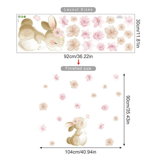 Boho Bunny Botanical Wall Stickers