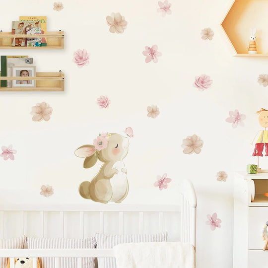 Boho Bunny Botanical Wall Stickers
