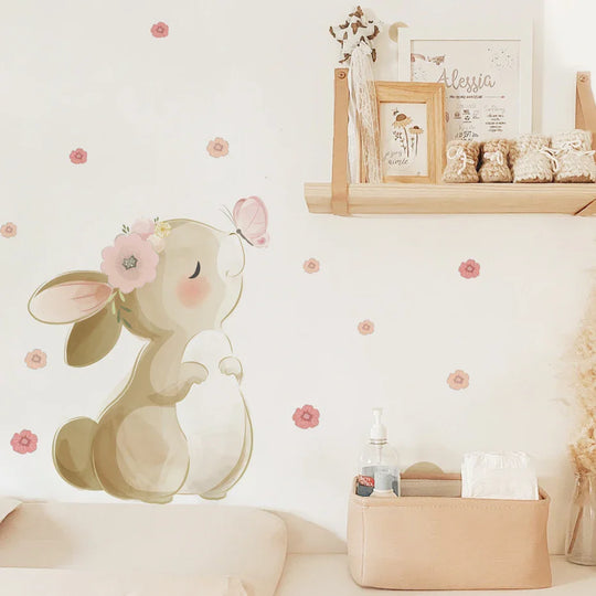 Boho Bunny Botanical Wall Stickers