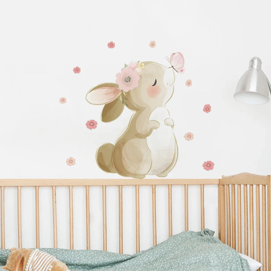 Boho Bunny Botanical Wall Stickers
