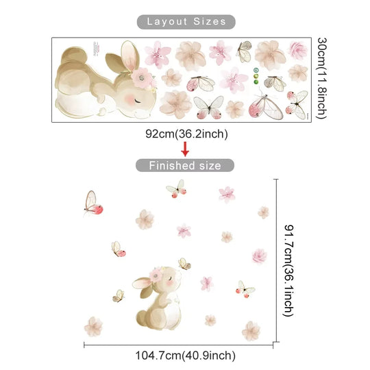 Boho Bunny Botanical Wall Stickers