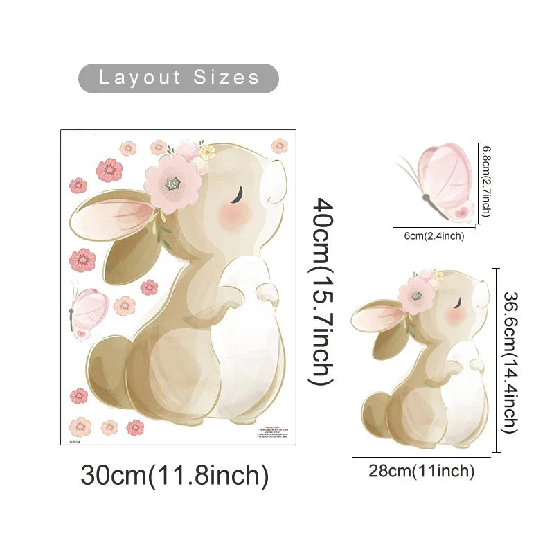 Boho Bunny Botanical Wall Stickers