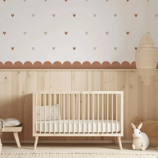 Boho Curved Border And Hearts Wall Decals For Nursery