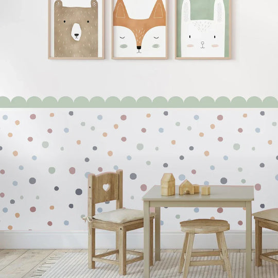 Boho Curved Border And Hearts Wall Decals For Nursery