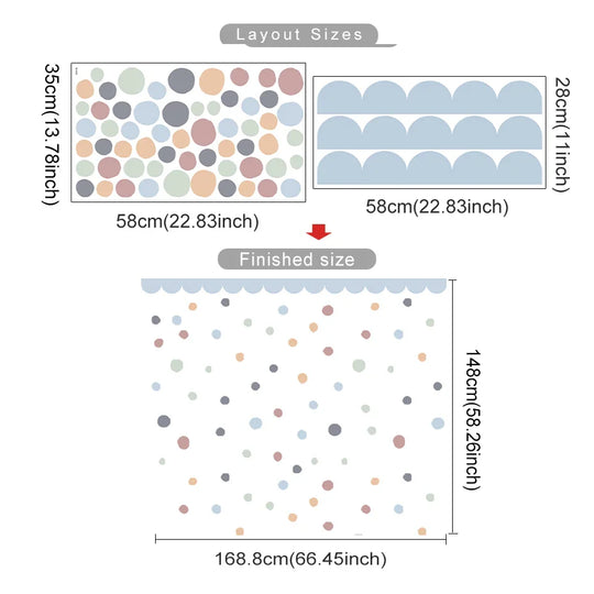 Boho Curved Border And Hearts Wall Decals For Nursery