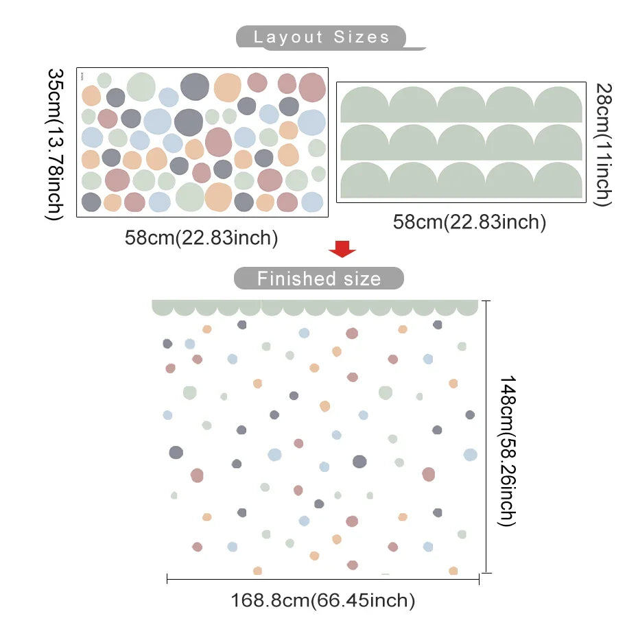 Boho Curved Border And Hearts Wall Decals For Nursery