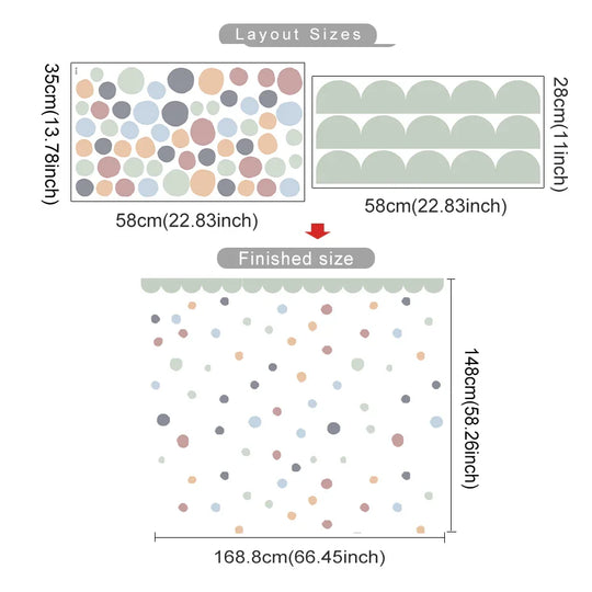 Boho Curved Border And Hearts Wall Decals For Nursery