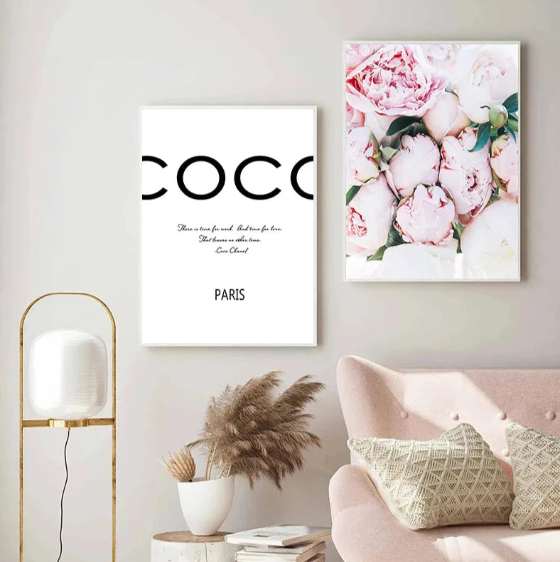 Paris Fashion Quote Floral Canvas Wall Art