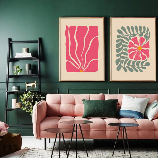 Bright Colorful Botanical Abstract Canvas Wall Art