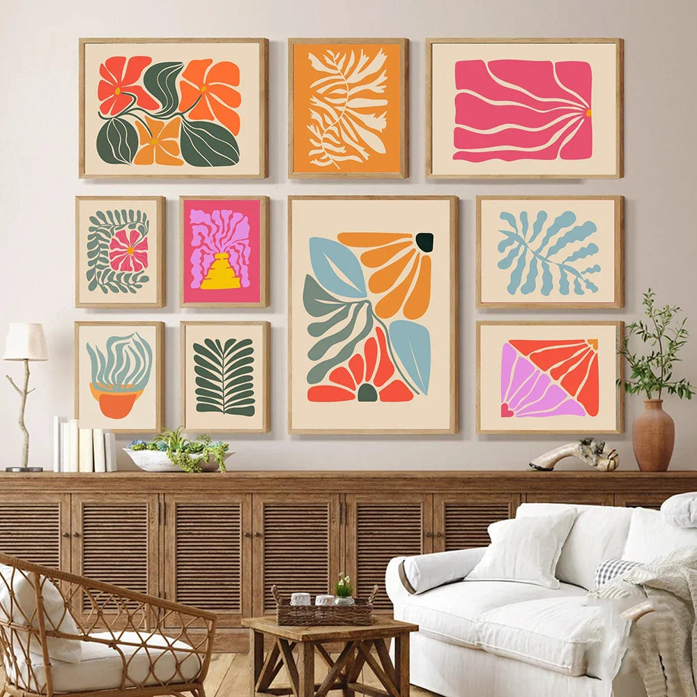 Bright Colorful Botanical Abstract Canvas Wall Art