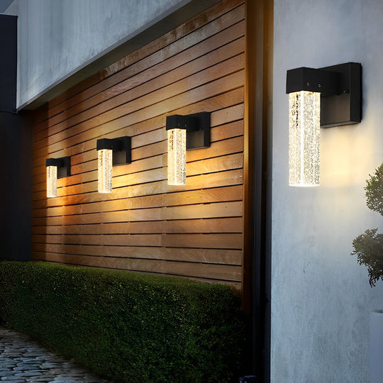 Waterproof LED 10W Crystal Black Modern Outdoor Wall Lamp