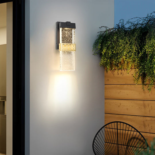 Bubbles Crystal LED Waterproof Black Modern Outdoor Wall Lights