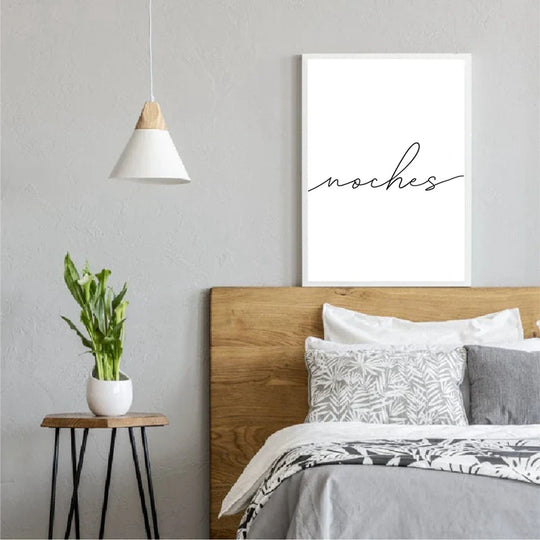 Buenas Noches Black White Typographic Canvas Wall Art