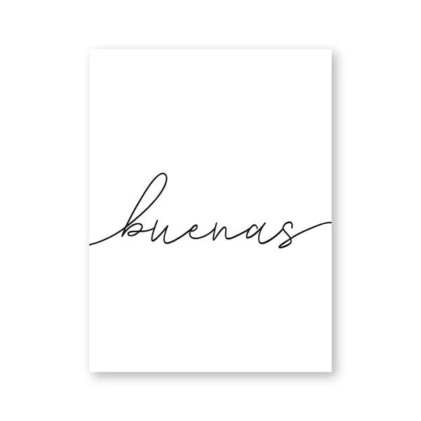 Buenas Noches Black White Typographic Canvas Wall Art