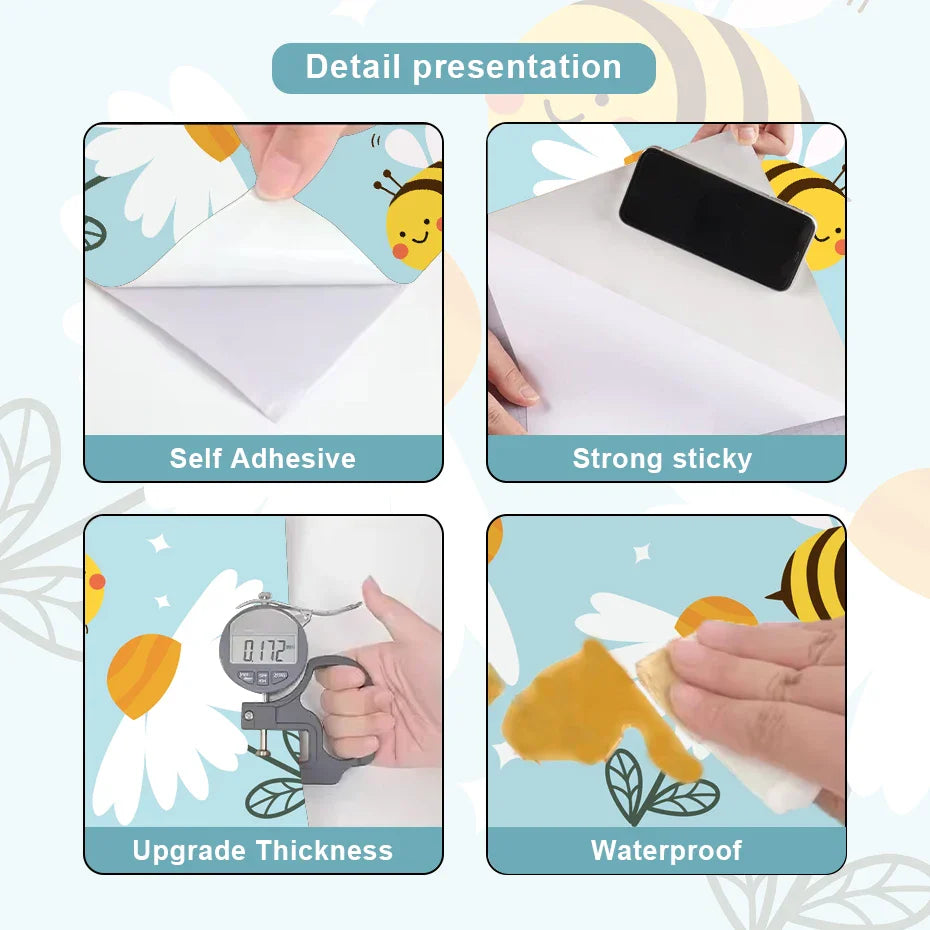 Busy Bees And Blooms Cartoon Garden Wall Mural For Kids