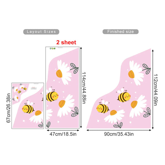 Busy Bees And Blooms Cartoon Garden Wall Mural For Kids