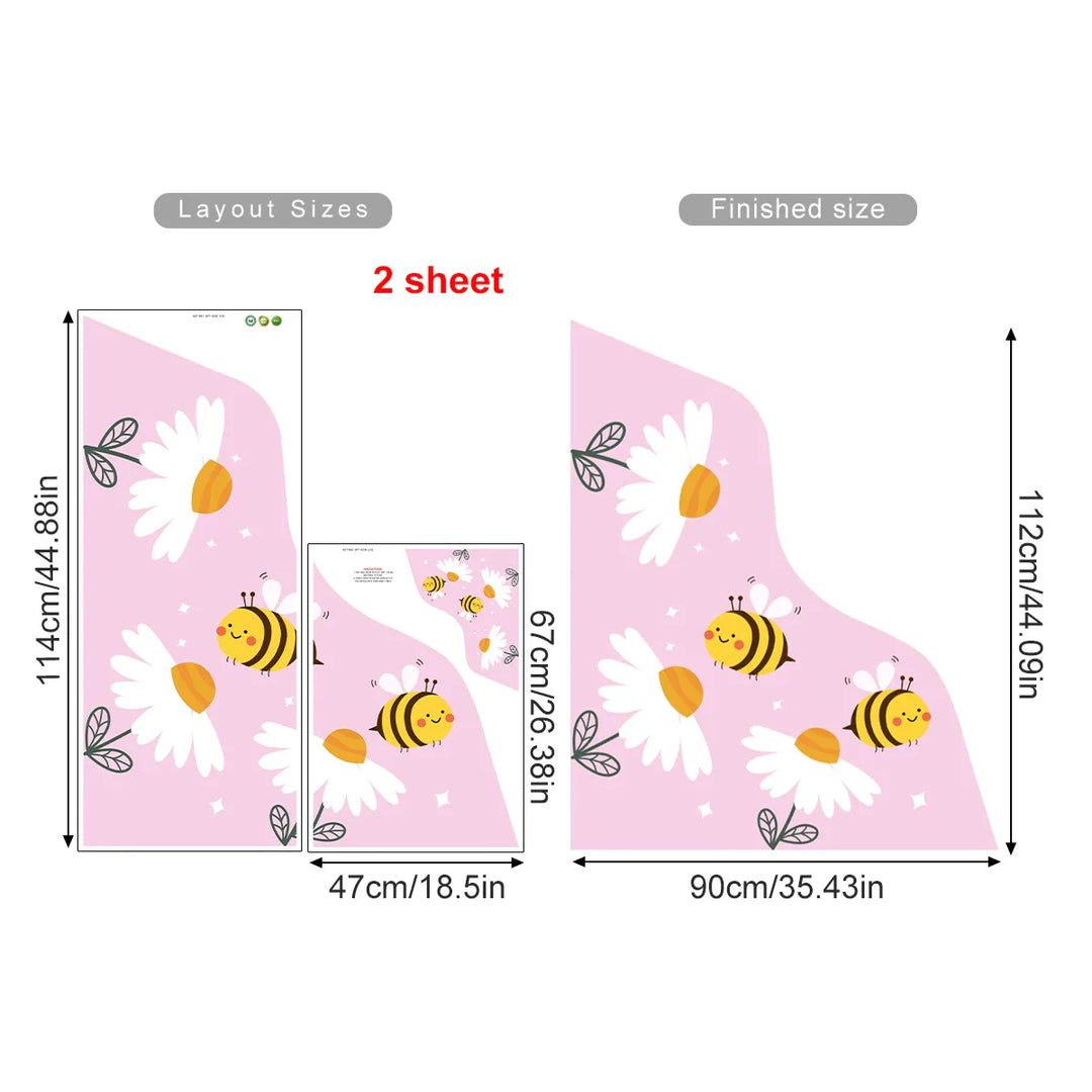 Busy Bees And Blooms Cartoon Garden Wall Mural For Kids