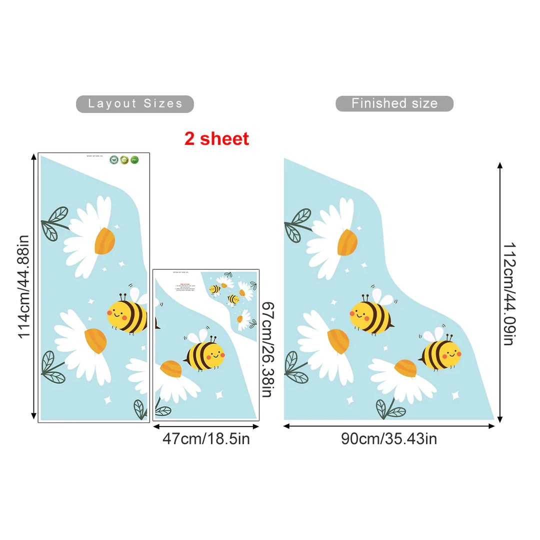 Busy Bees And Blooms Cartoon Garden Wall Mural For Kids