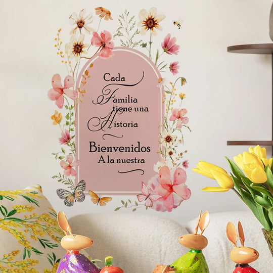 Cada Familia Tiene Una Historia Floral Arch Wall Decal