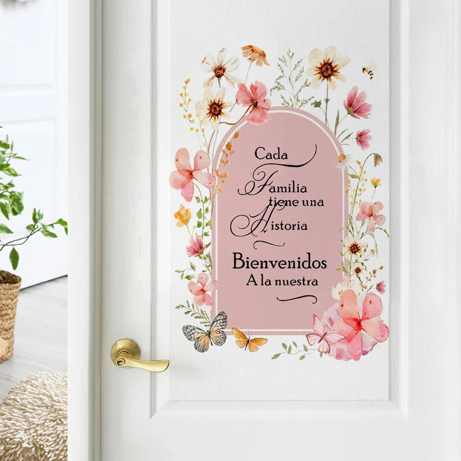 Cada Familia Tiene Una Historia Floral Arch Wall Decal
