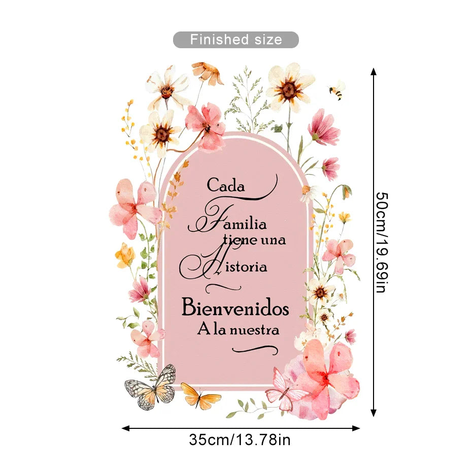 Cada Familia Tiene Una Historia Floral Arch Wall Decal