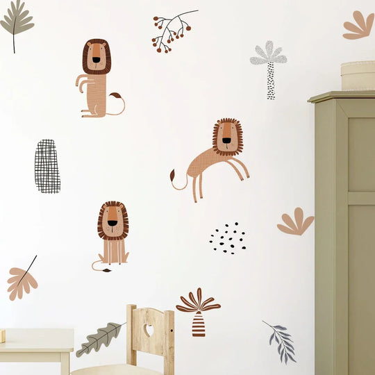Cartoon Jungle Animals Nursery Wall Stickers