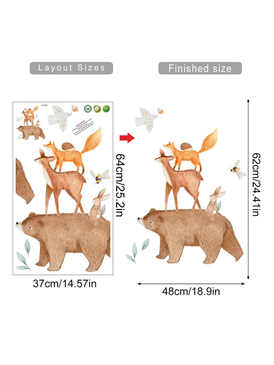 Cartoon Woodland Animals Wall Decals