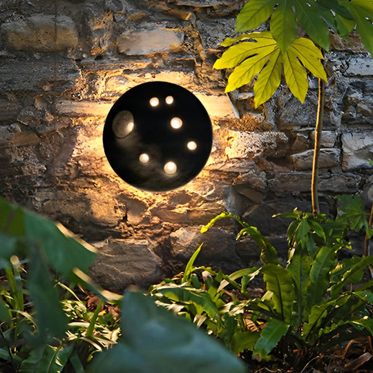 Round Creative Cement Lunar Crater LED Waterproof Outdoor Wall Lamp