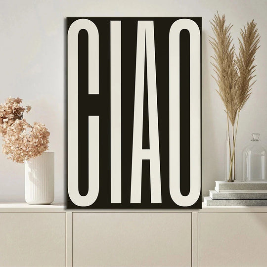 Ciao Minimal Typographic Canvas Wall Art Print