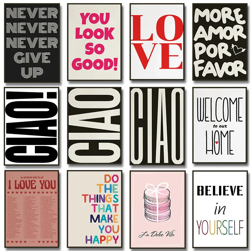 Ciao Minimal Typographic Canvas Wall Art Print